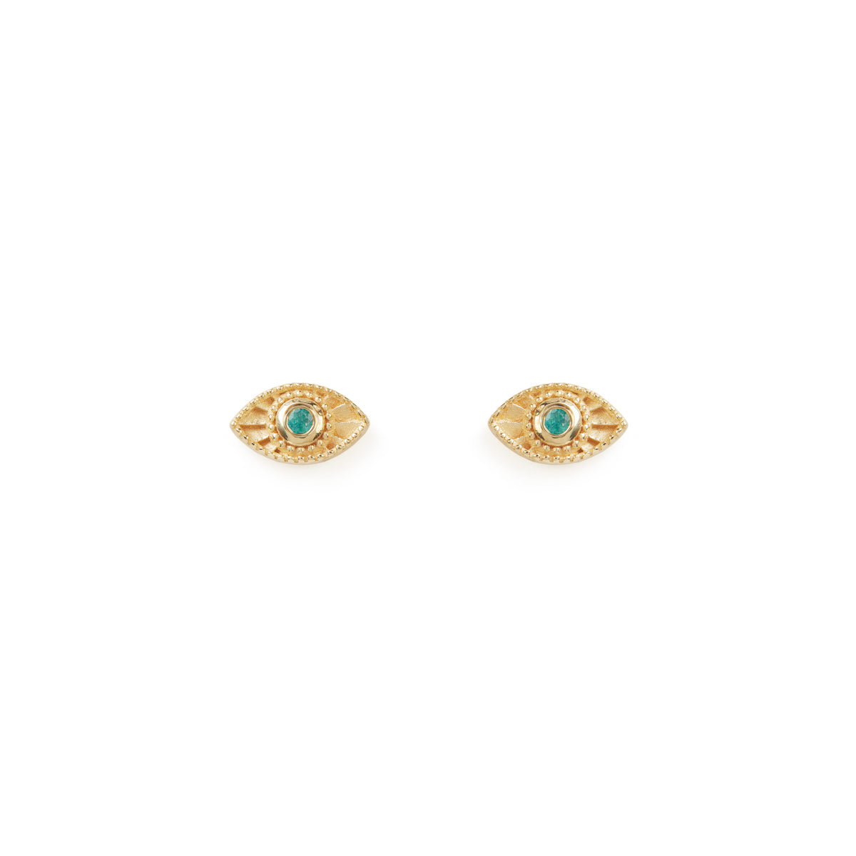 Rays Of Light Studs Emerald Solid Gold