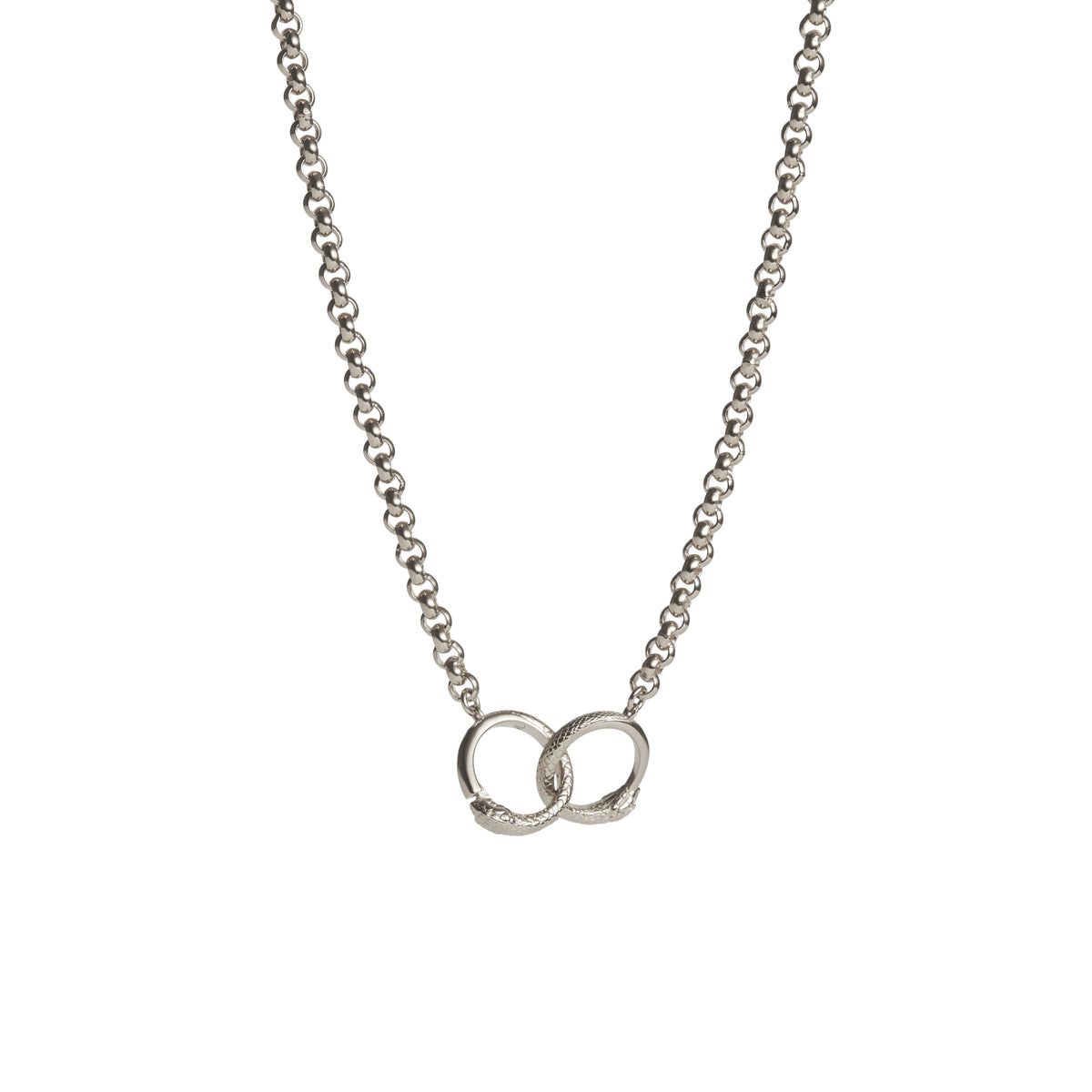Ouroboros Chain Necklace Solid White Gold