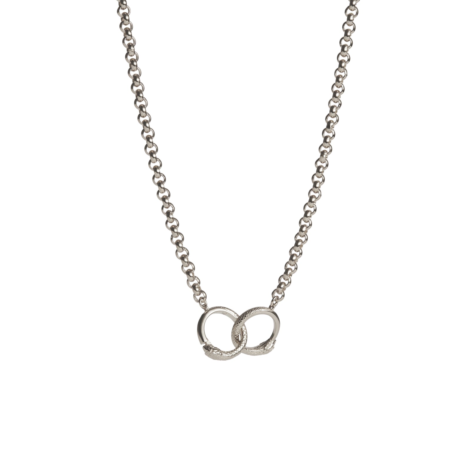 Ouroboros Chain Necklace Solid White Gold