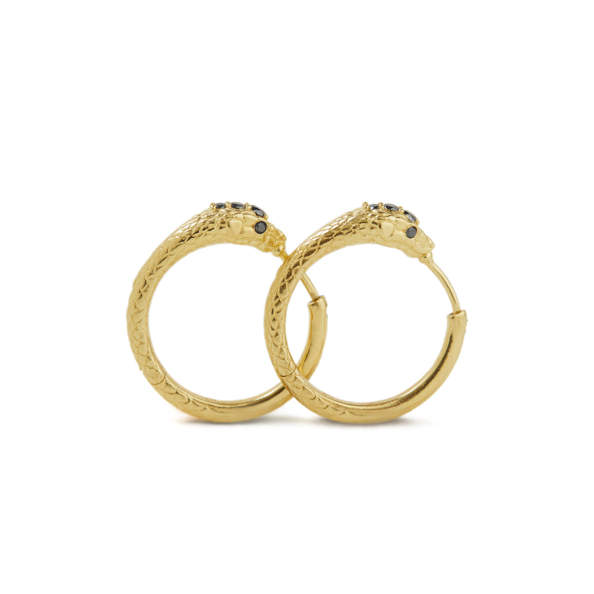 Ouroboros Jewelled Snake Hoops Solid Gold