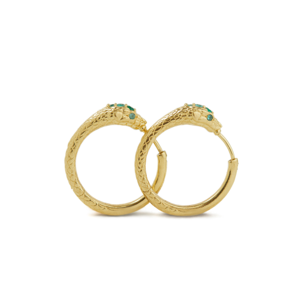 Ouroboros Jewelled Snake Hoops Solid Gold
