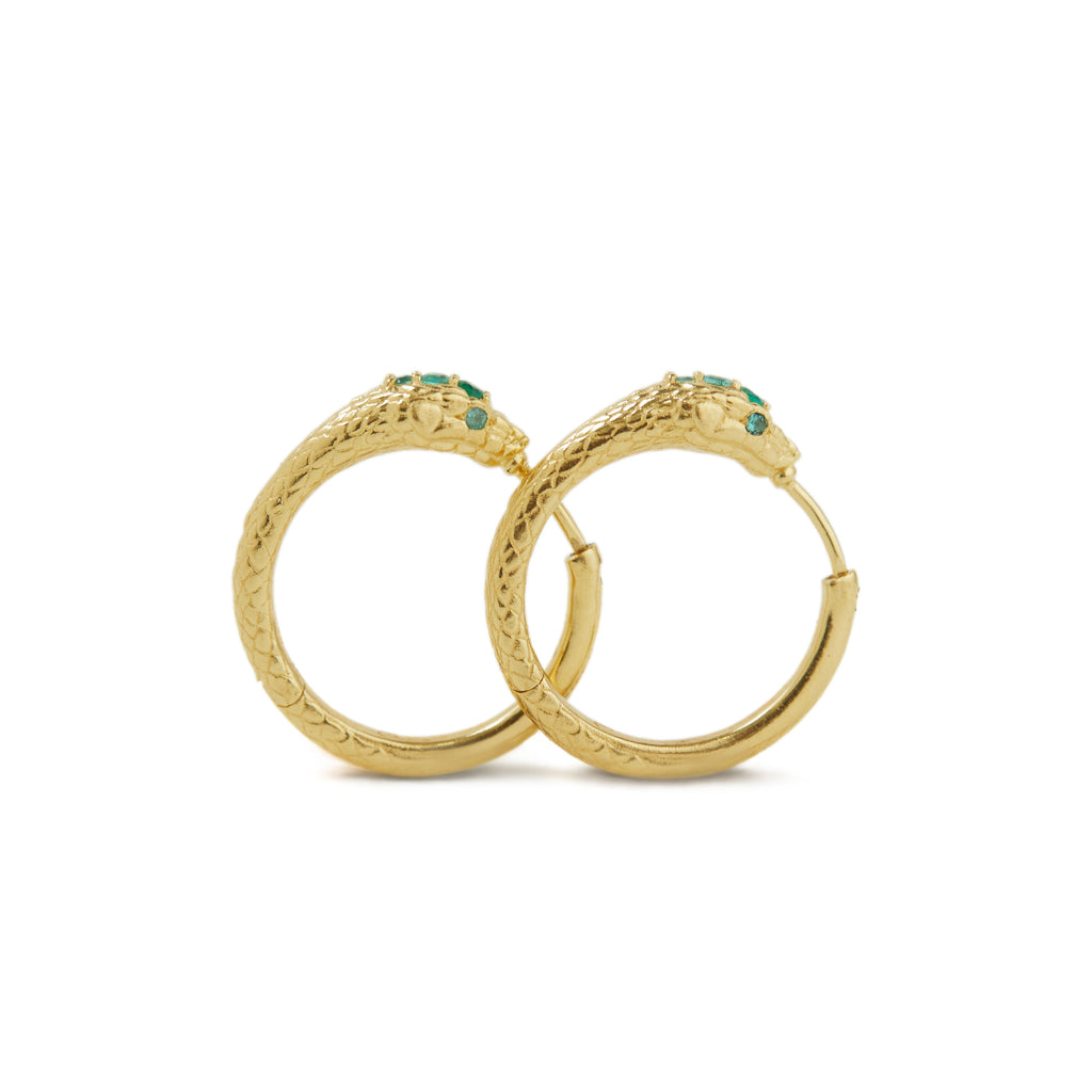Ouroboros Jewelled Snake Hoops Solid