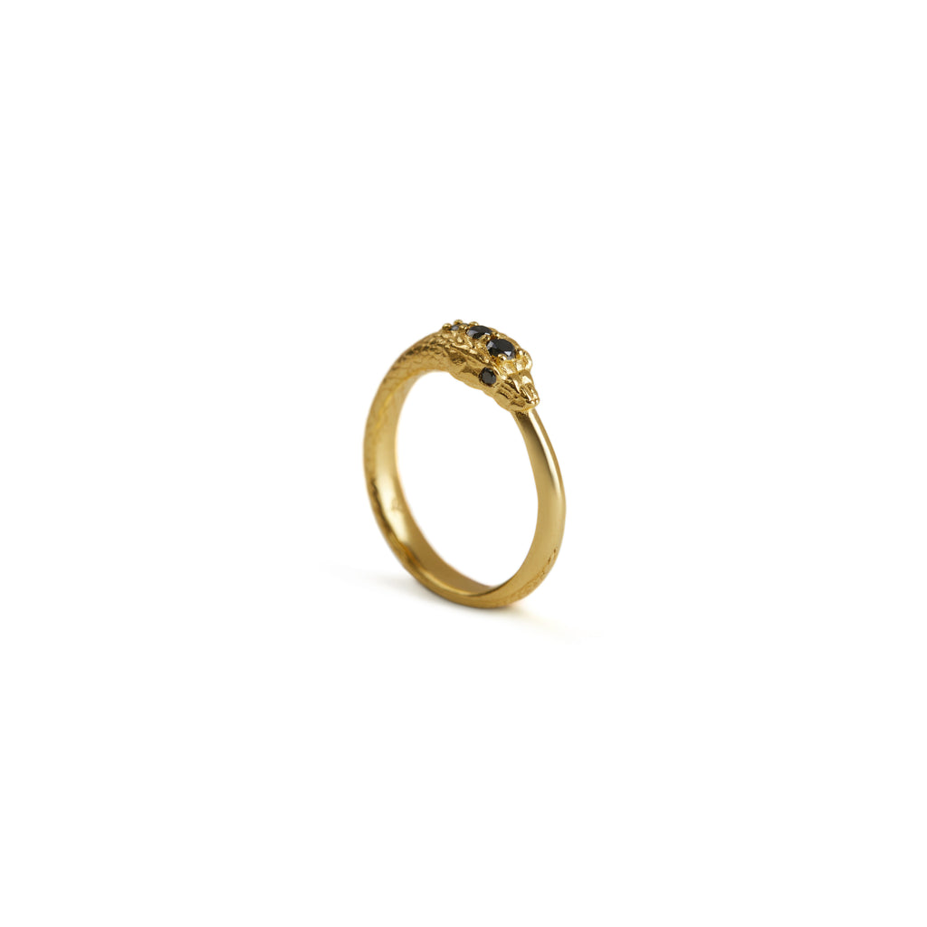 Ouroboros Jewelled Snake Pinky Ring Solid