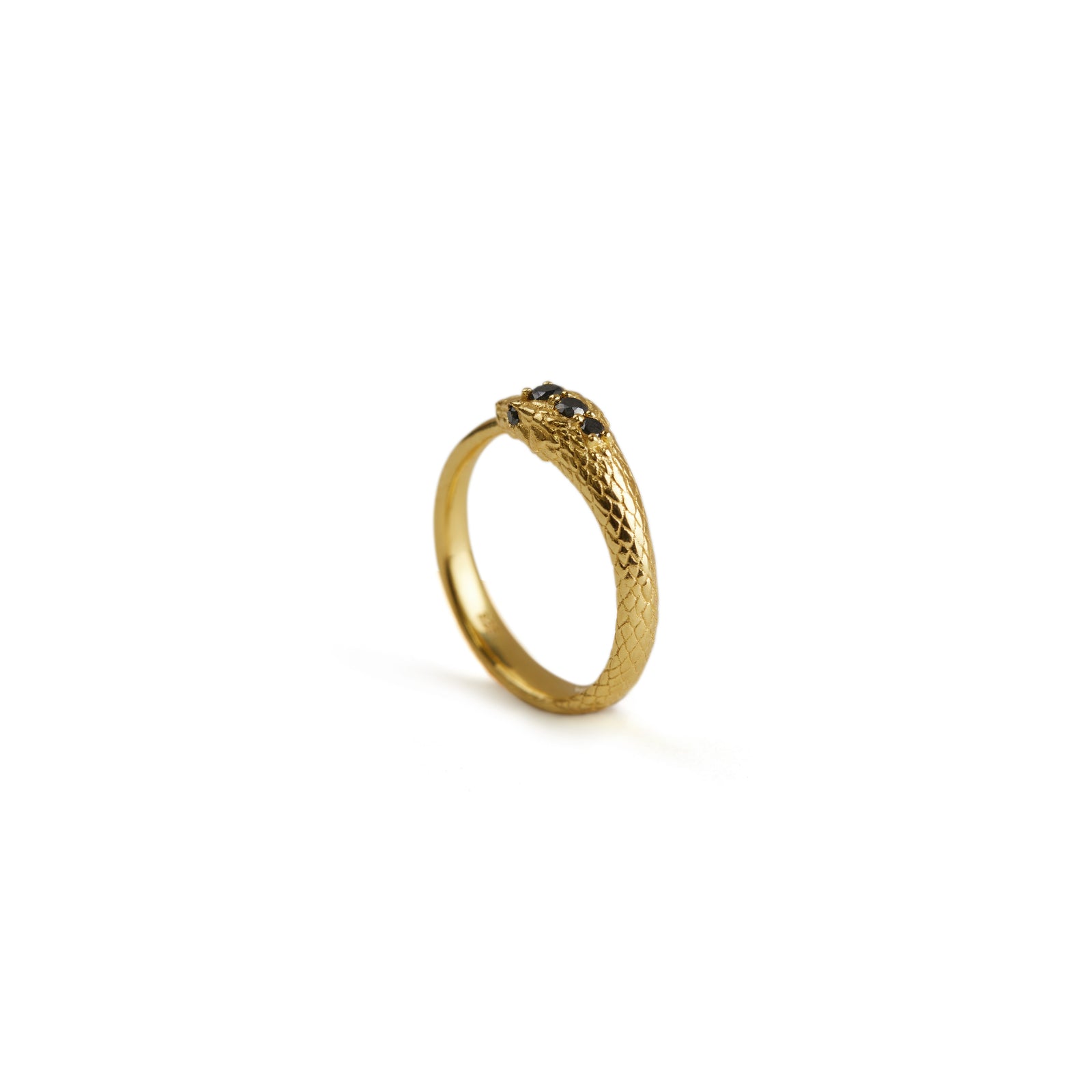 Ouroboros Jewelled Snake Pinky Ring Solid Gold