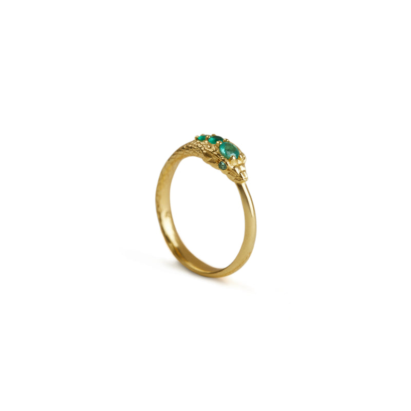 Ouroboros Jewelled Snake Ring Solid Gold