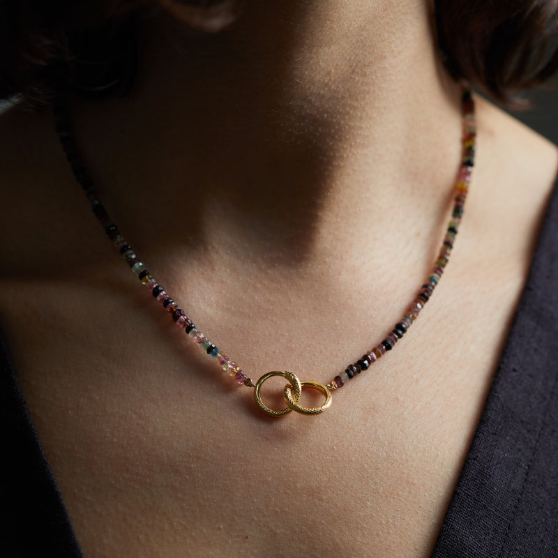 Ouroboros Tourmaline Necklace Solid Gold