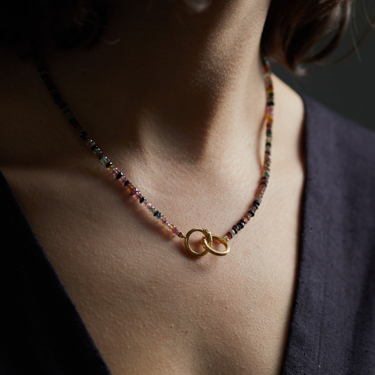 Ouroboros Tourmaline Necklace Solid Gold