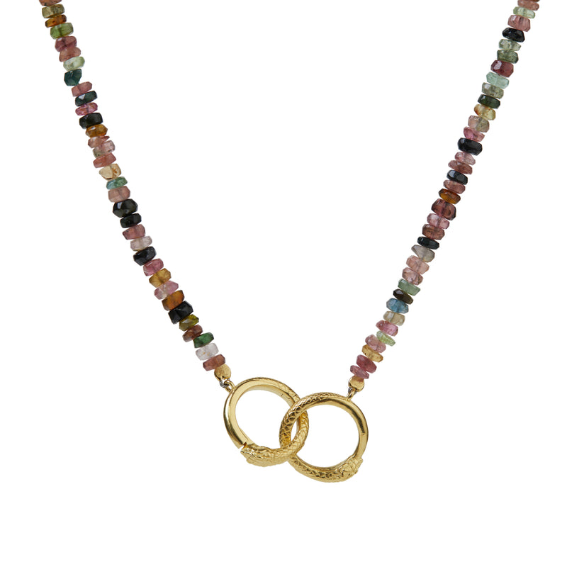 Ouroboros Tourmaline Necklace Solid Gold