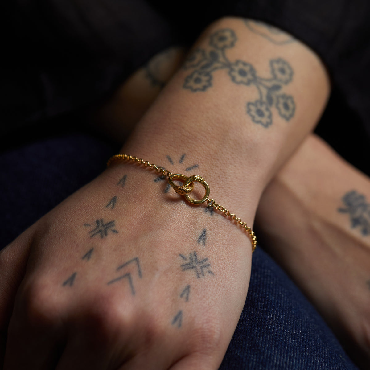 Ouroboros Fine Chain Bracelet Solid Gold