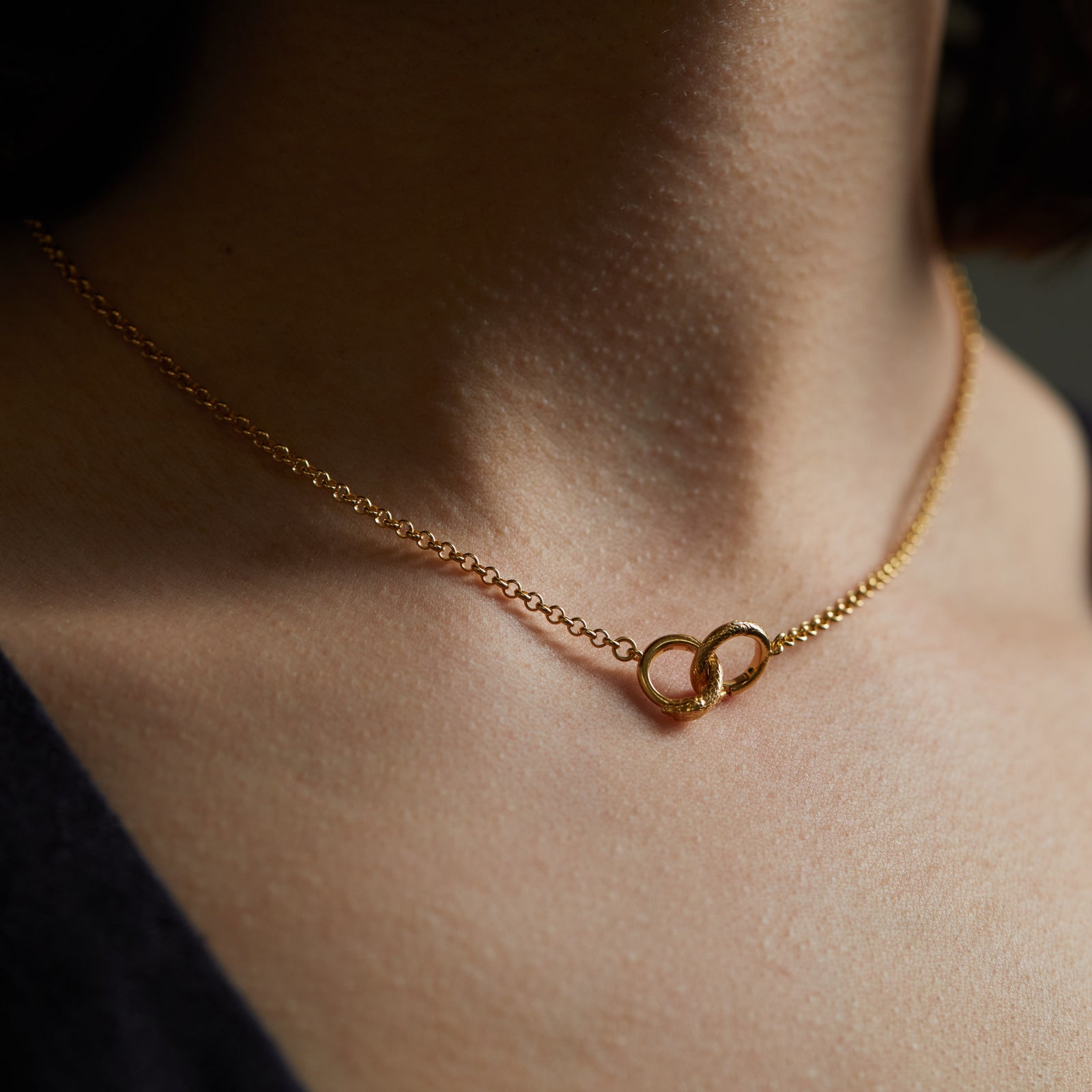 Ouroboros Fine Chain Necklace Solid Gold