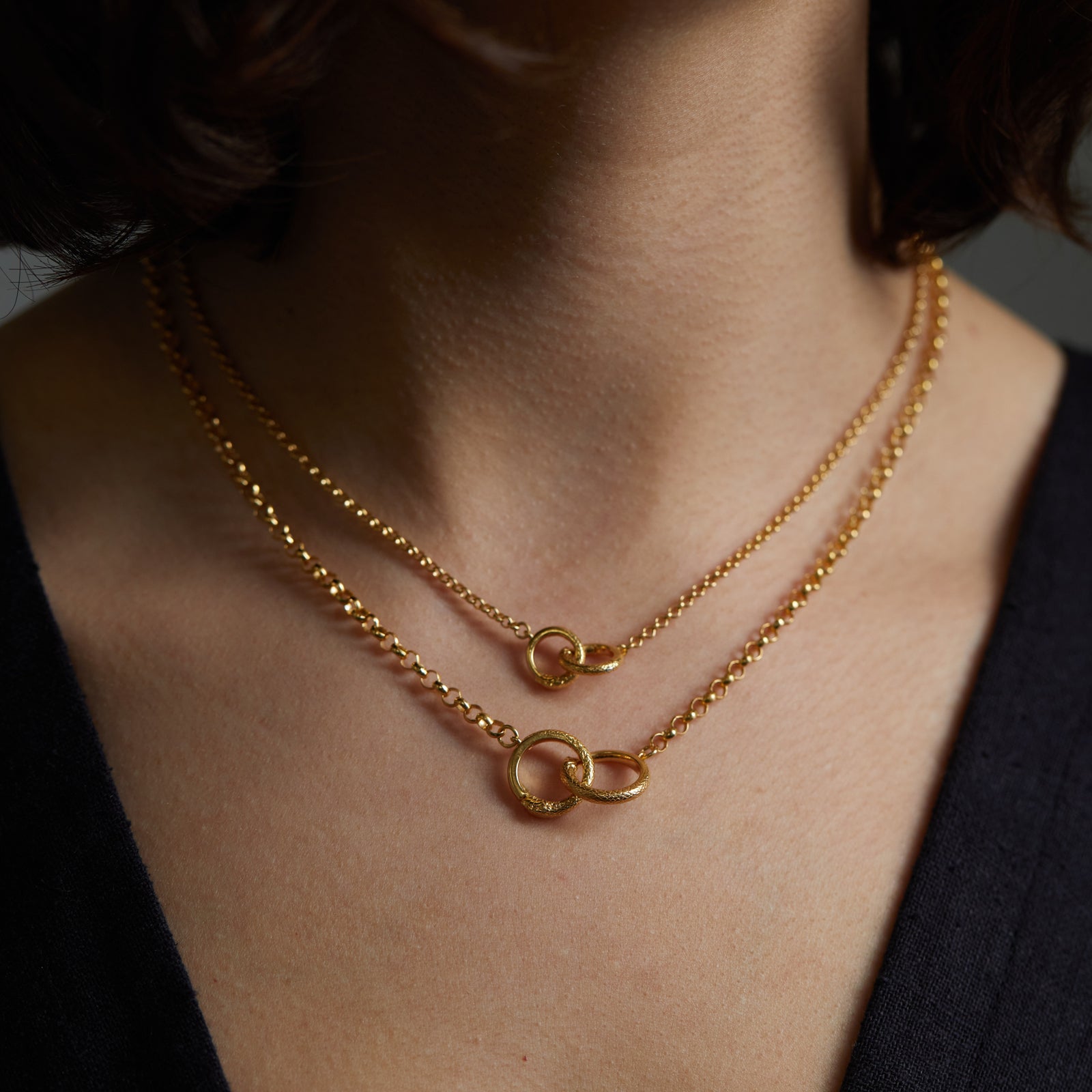 Ouroboros Fine Chain Necklace Solid Gold