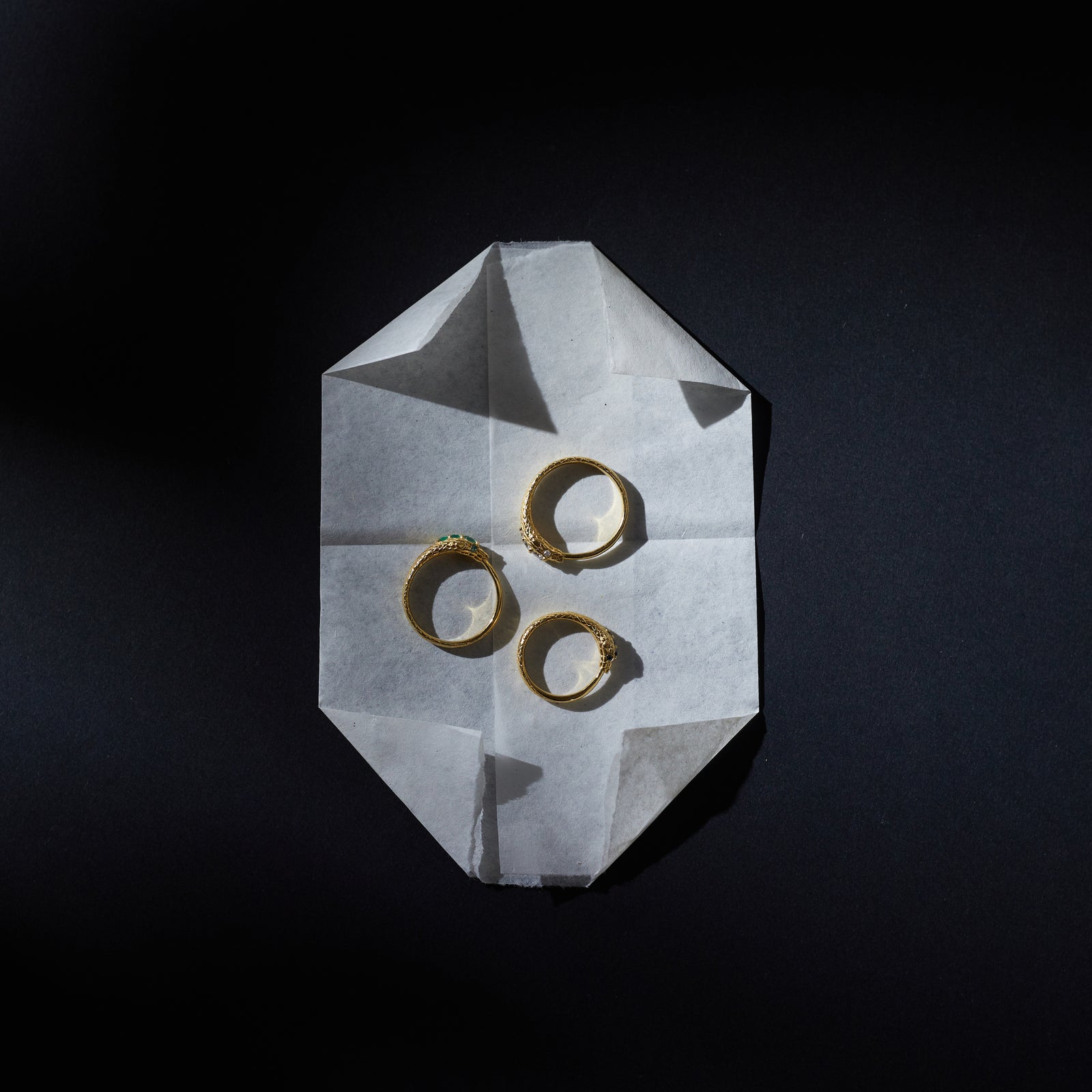 Ouroboros Jewelled Snake Pinky Ring Solid Gold