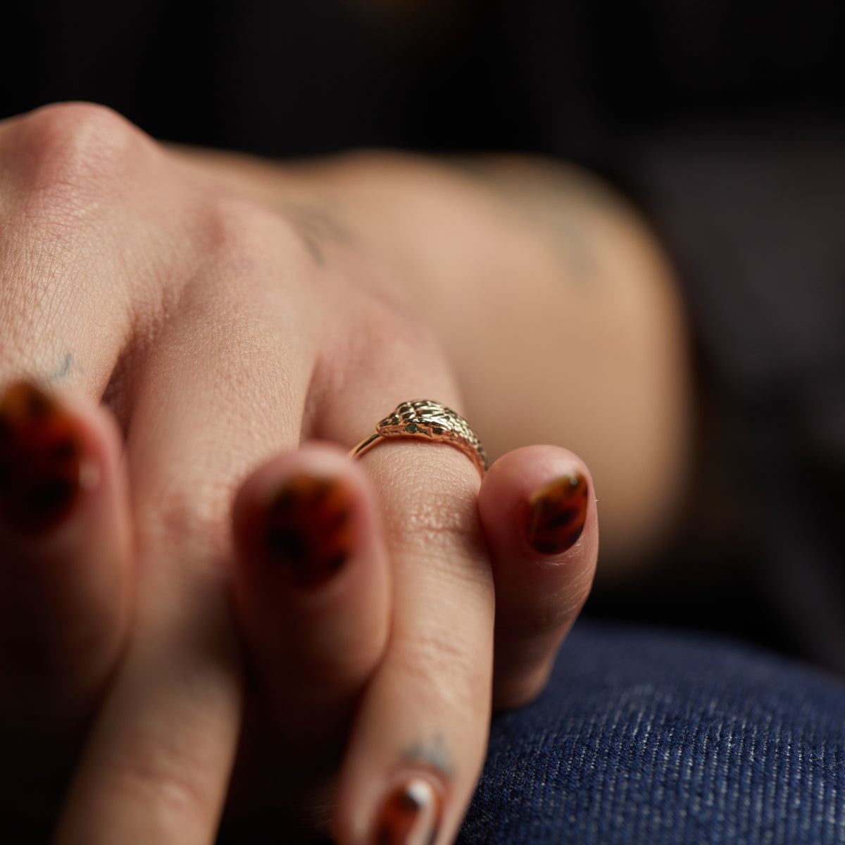 Ouroboros Snake Pinky Ring Solid Gold