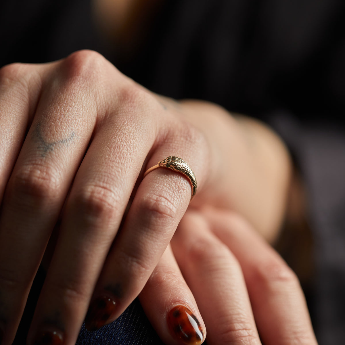 Ouroboros Snake Pinky Ring Solid Gold
