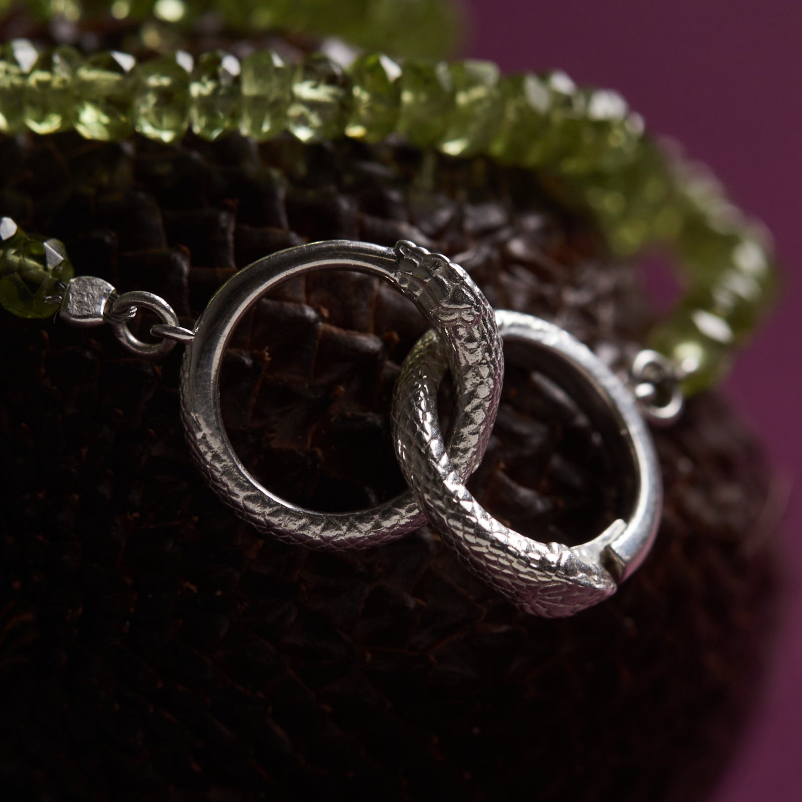 Ouroboros Peridot Necklace Silver