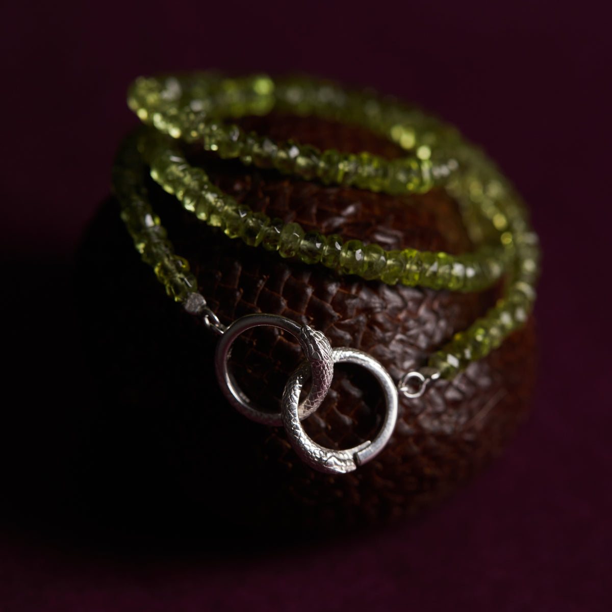 Ouroboros Peridot Necklace Silver