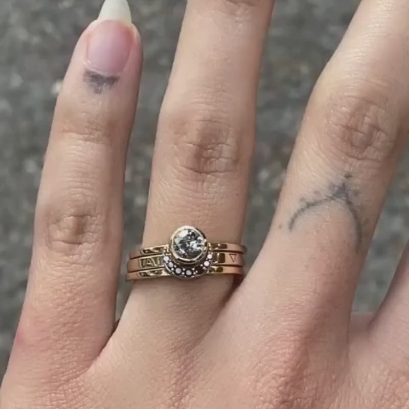 Eclipse Fine Stack Salt & Pepper Diamond Solid Gold