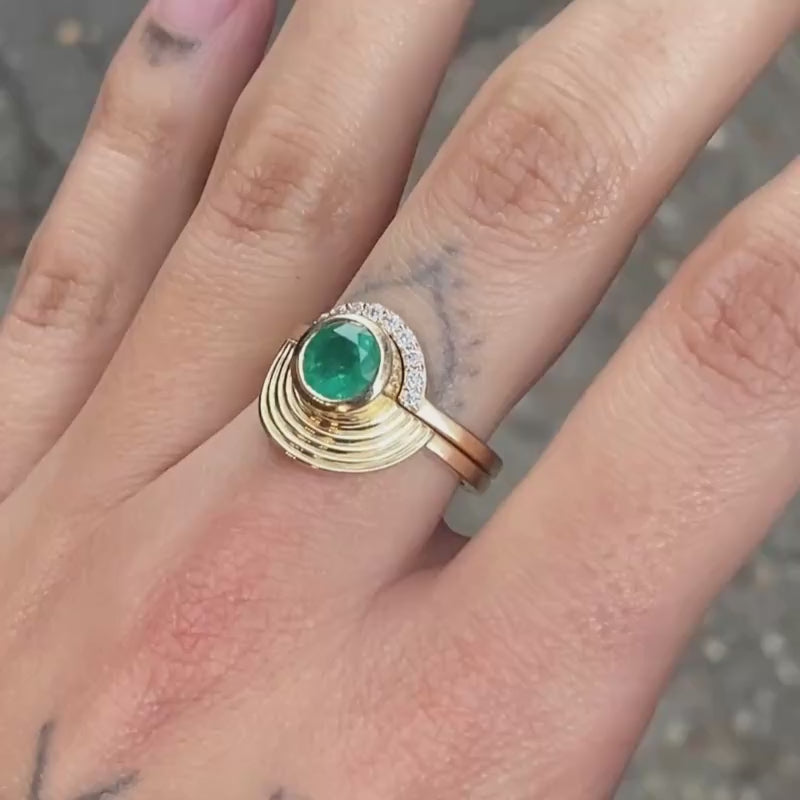 Interstellar Fine Stack Emerald Solid Gold