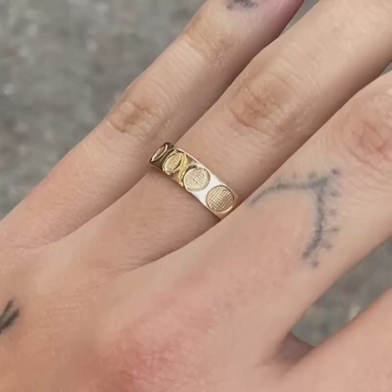 Moon Phases Band Ring Solid Gold