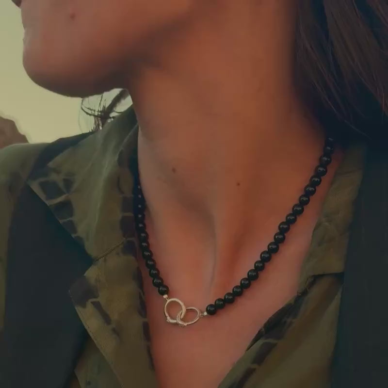 Ouroboros Black Onyx Necklace Silver