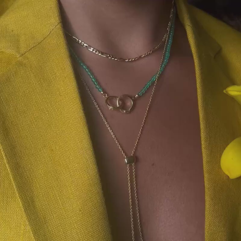 Ouroboros Green Onyx Necklace Solid Gold