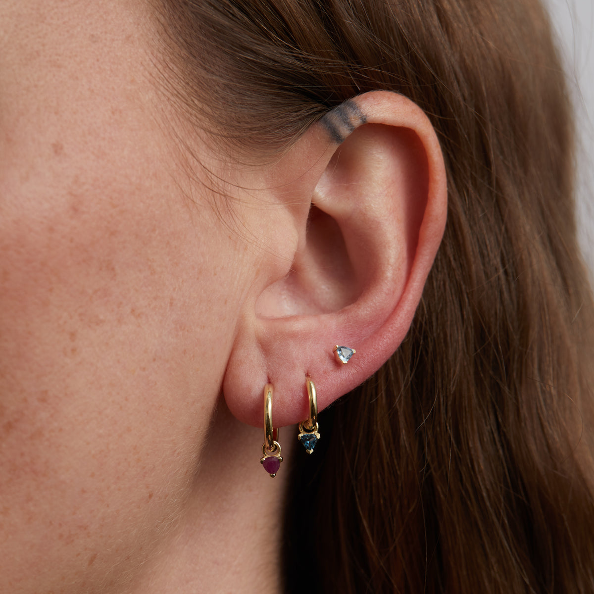 Birthstone Trillion Stud Solid Gold