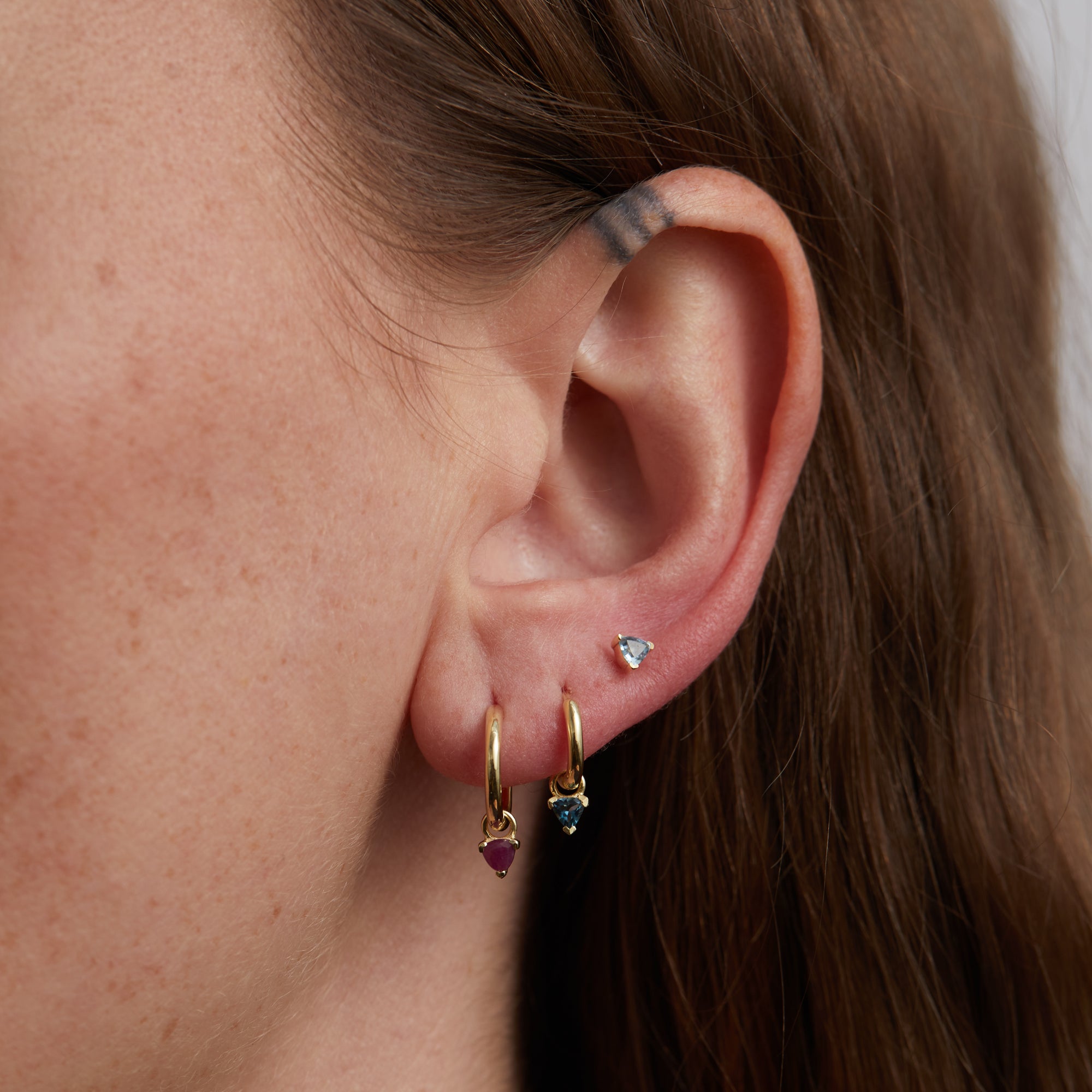 Birthstone Trillion Stud Solid Gold