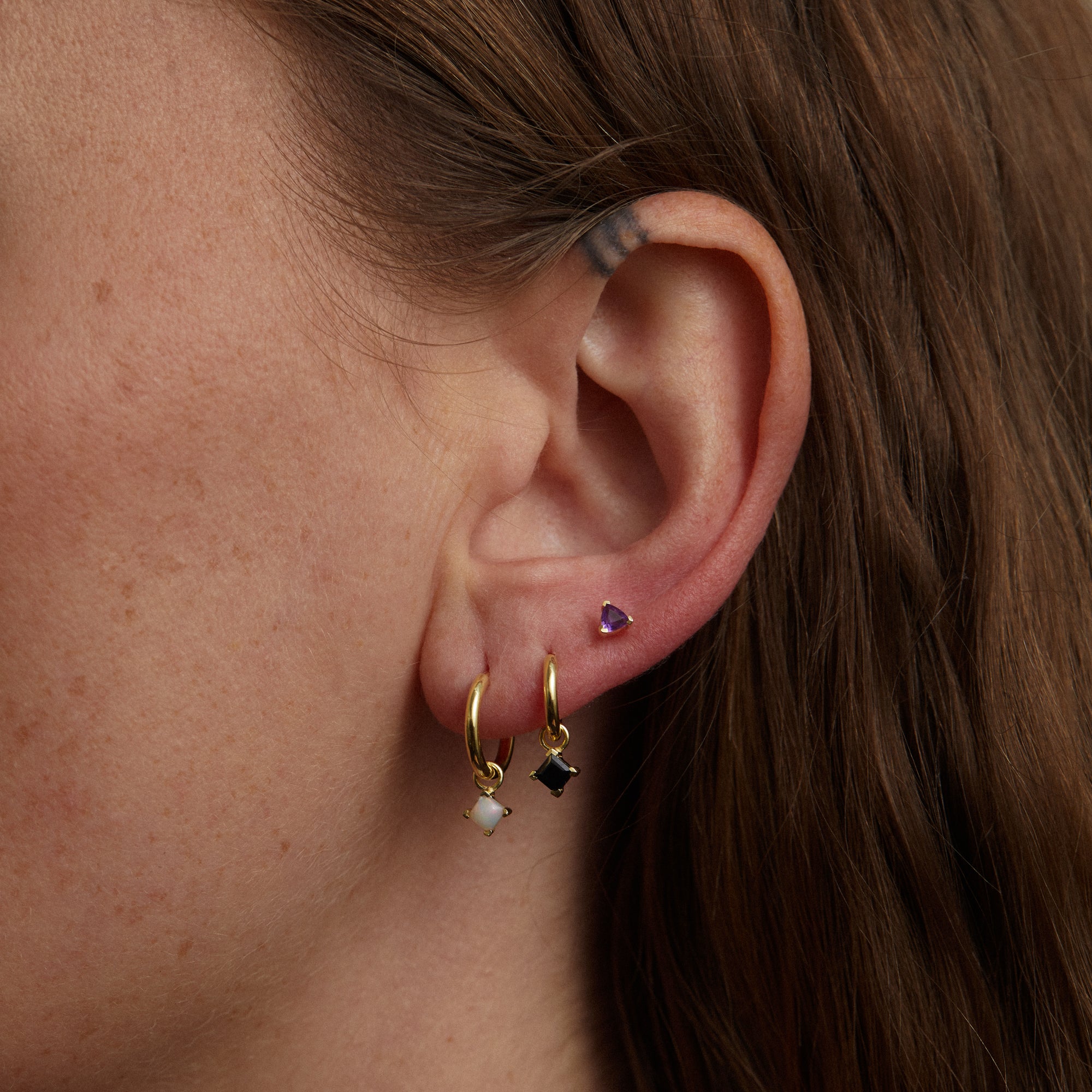 Birthstone Trillion Stud Solid Gold