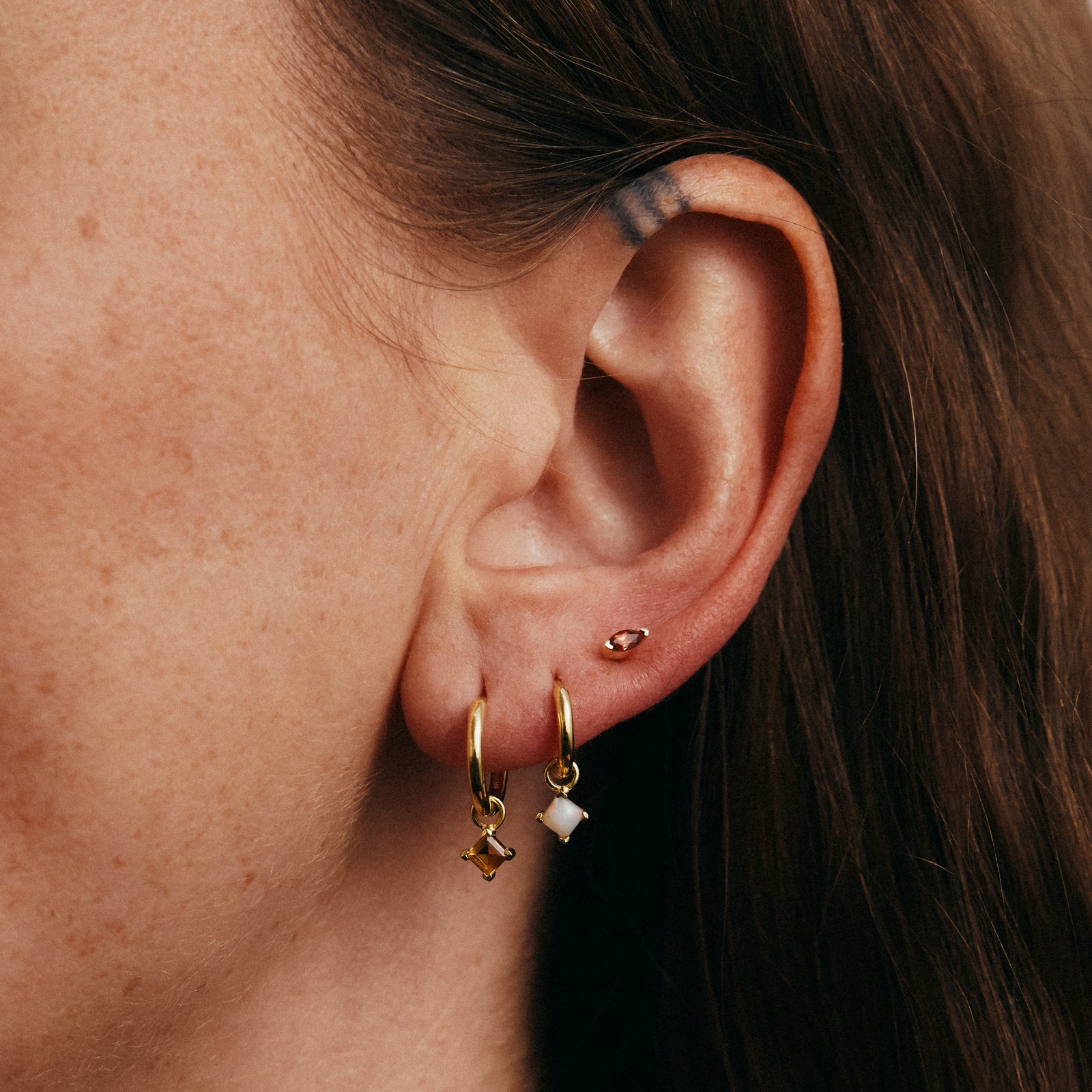 Birthstone Marquise Stud Solid Gold