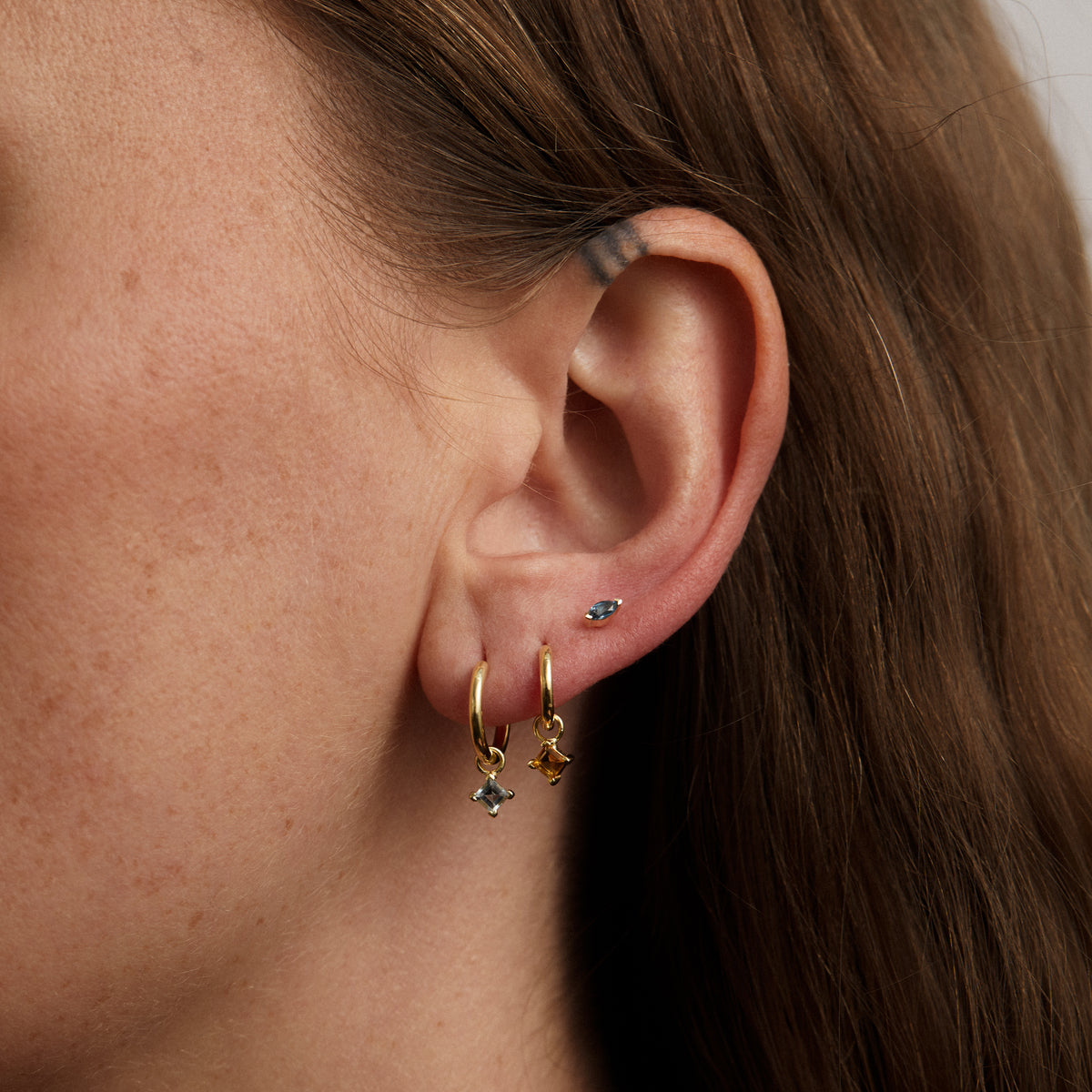 Birthstone Marquise Stud Solid Gold