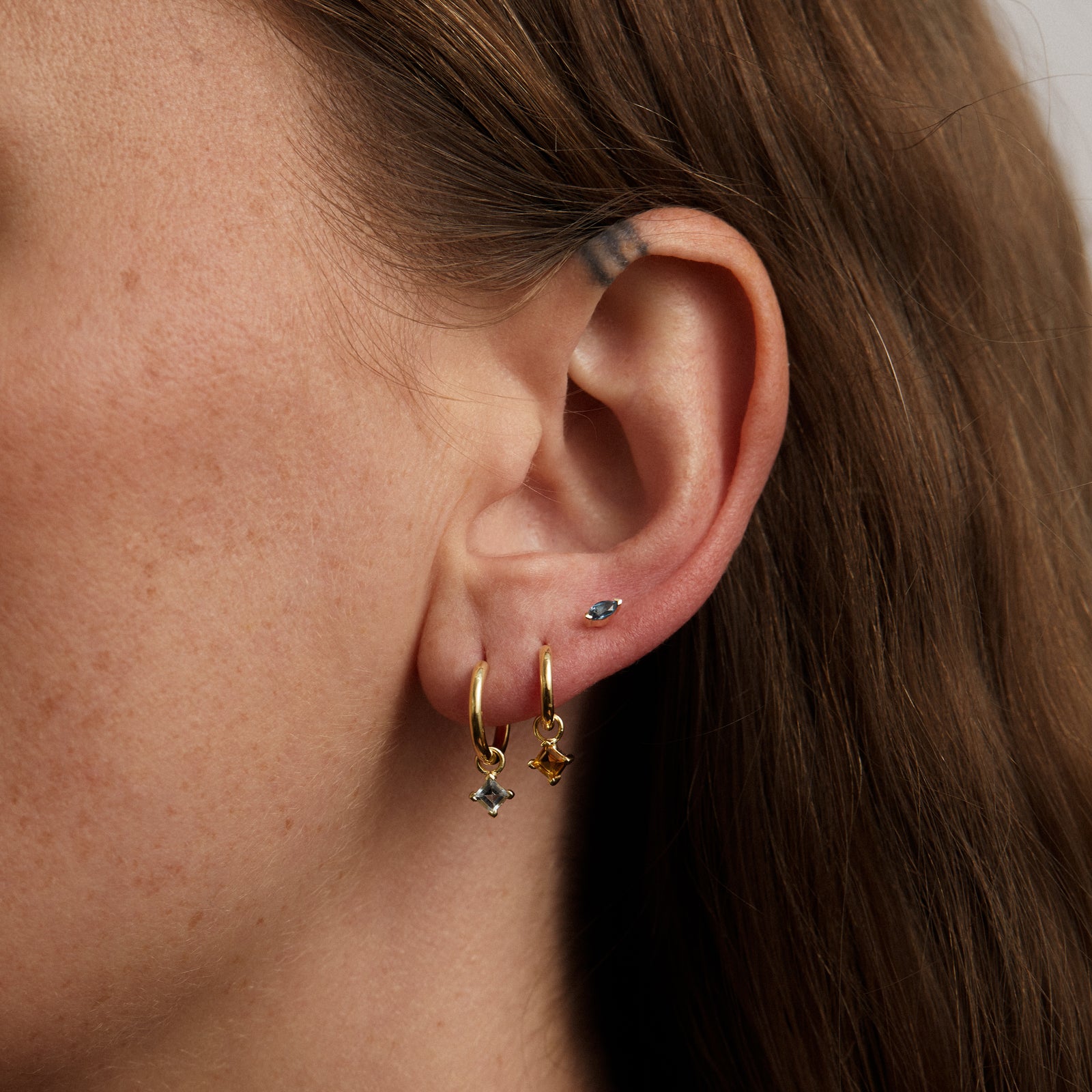 Birthstone Marquise Stud Solid Gold