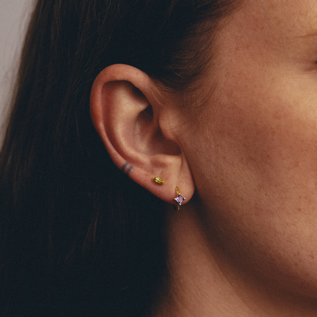 Birthstone Marquise Stud Solid Gold