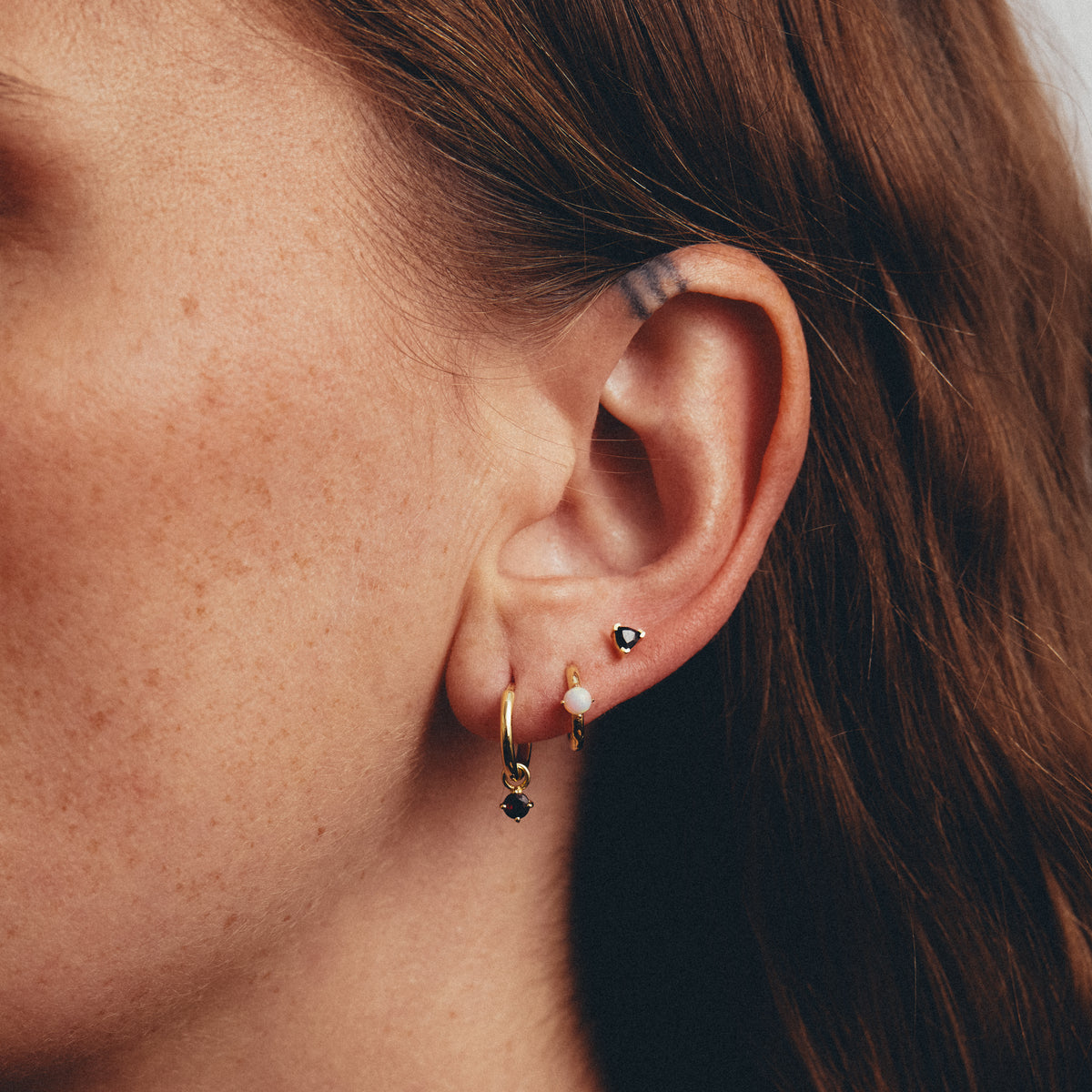 Birthstone Trillion Stud Solid Gold