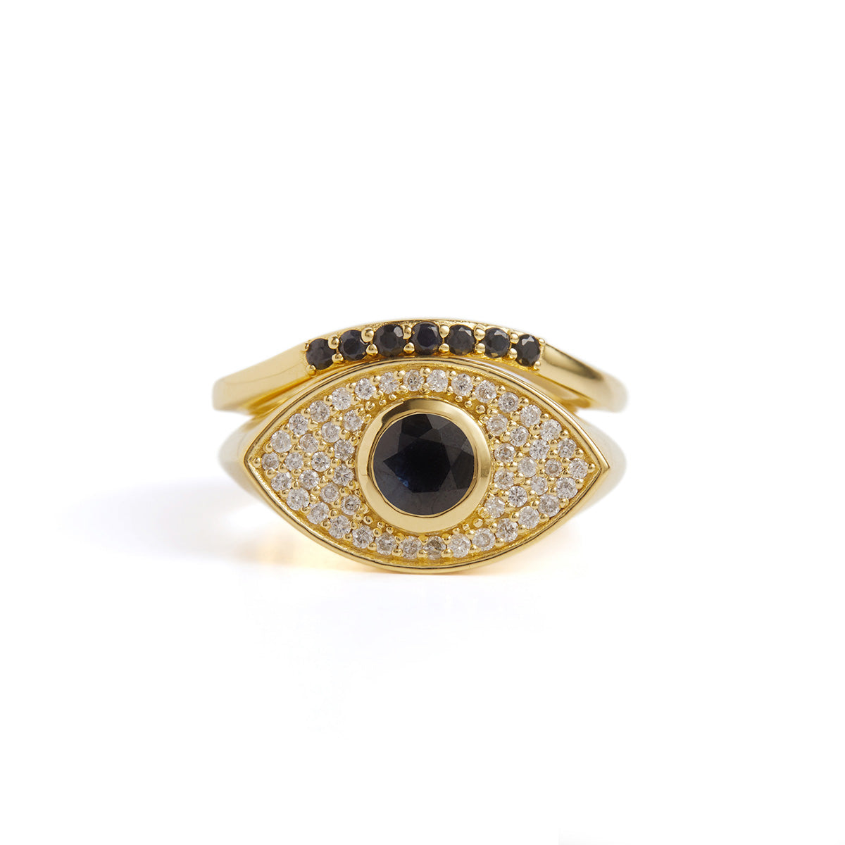 Rays of Light Fine Ring Black Sapphire Solid Gold