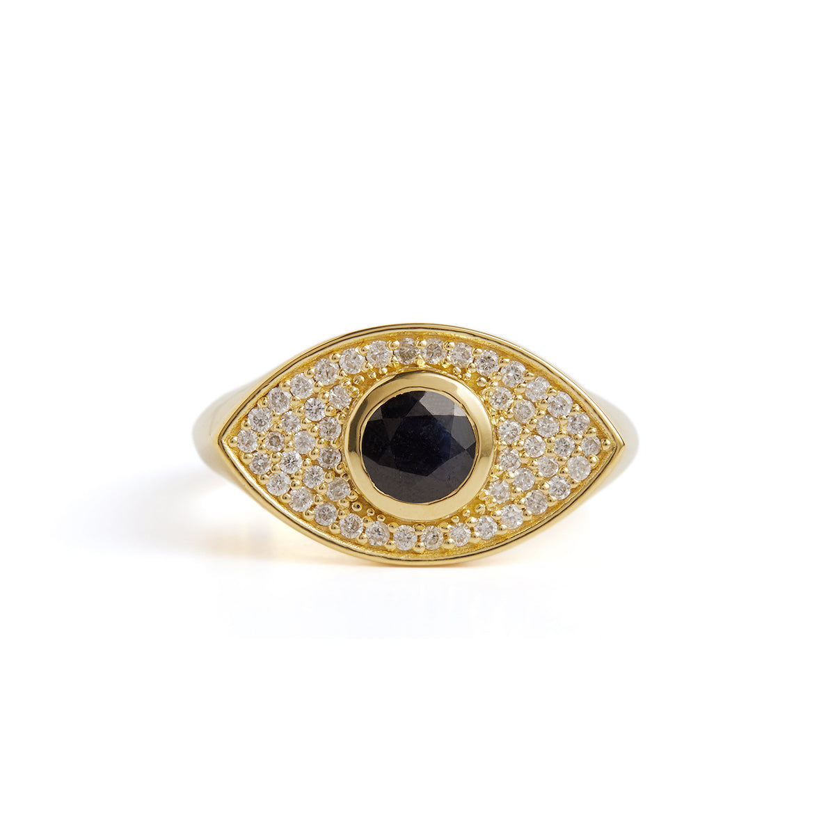 Rays of Light Fine Ring Black Sapphire Solid Gold