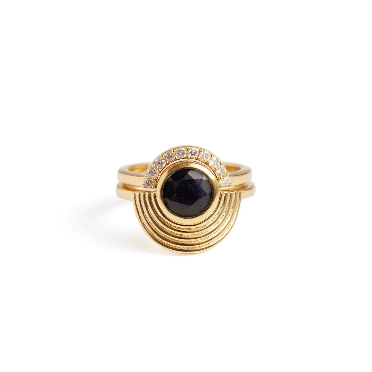 Interstellar Fine Stack Black Sapphire Solid Gold