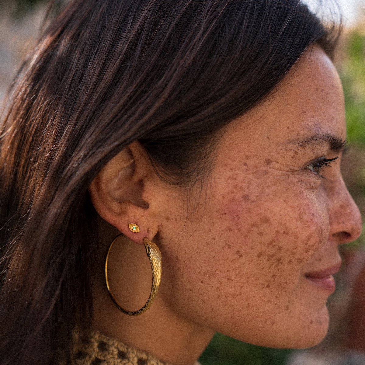 Rays Of Light Studs Gold - Emerald