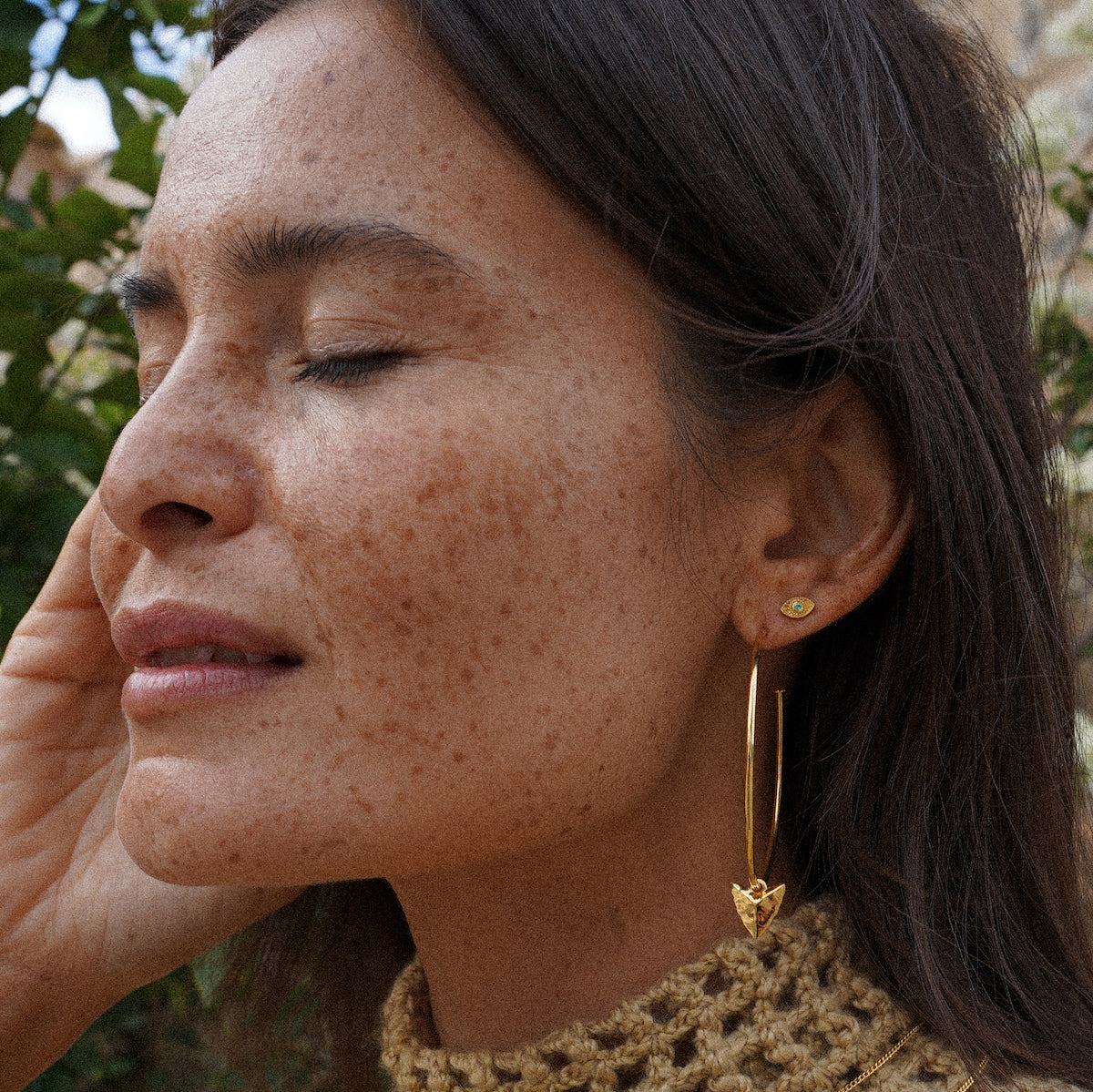 Rays Of Light Studs Gold - Emerald