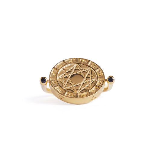 Alchemist's Spinning Ring Solid Gold with Black Sapphires Rachel Entwistle