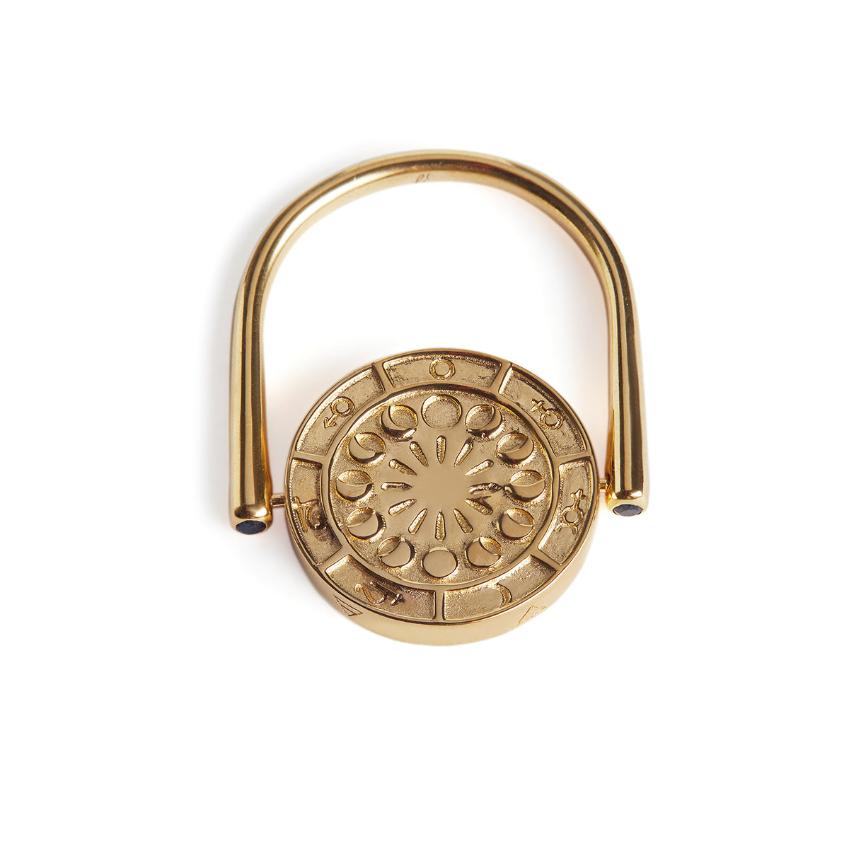 Alchemist's Spinning Ring with Black Sapphires Solid Gold