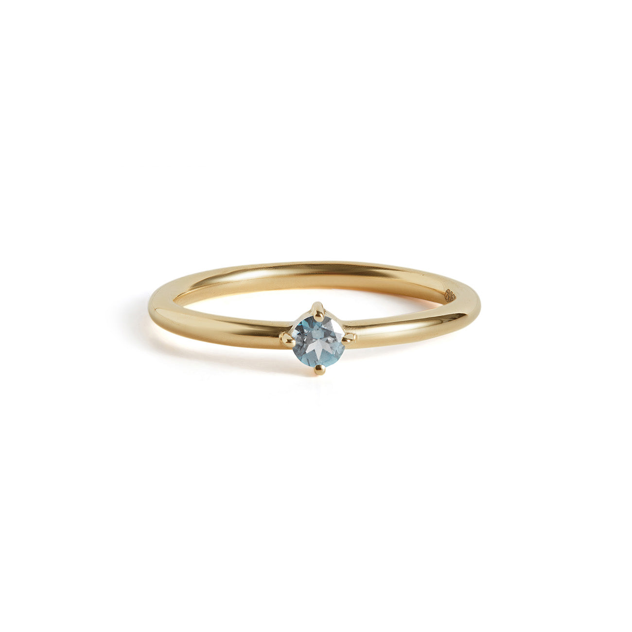 Birthstone Round Ring Solid Gold