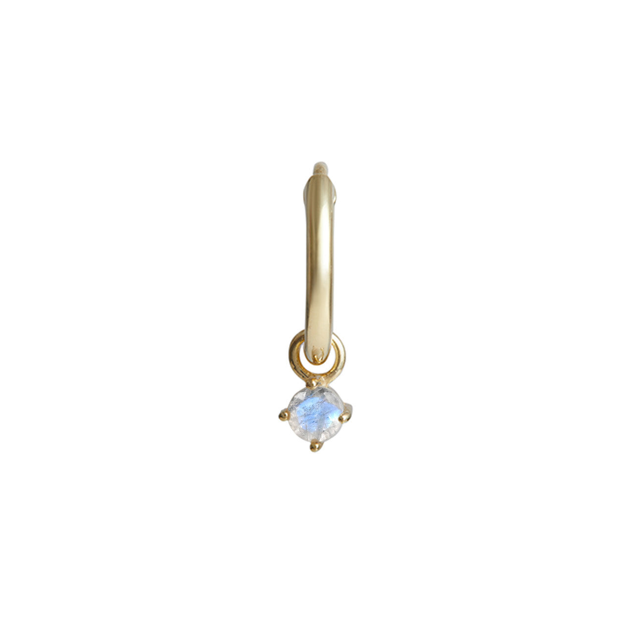 Birthstone Round Charm Hoop Solid Gold