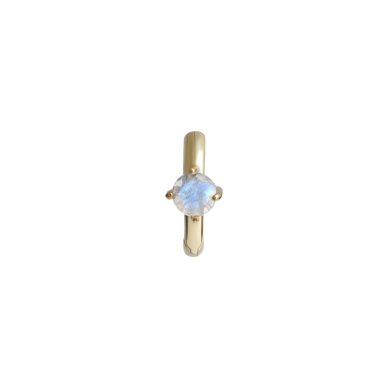 Birthstone Round Piercing Huggie Solid Gold