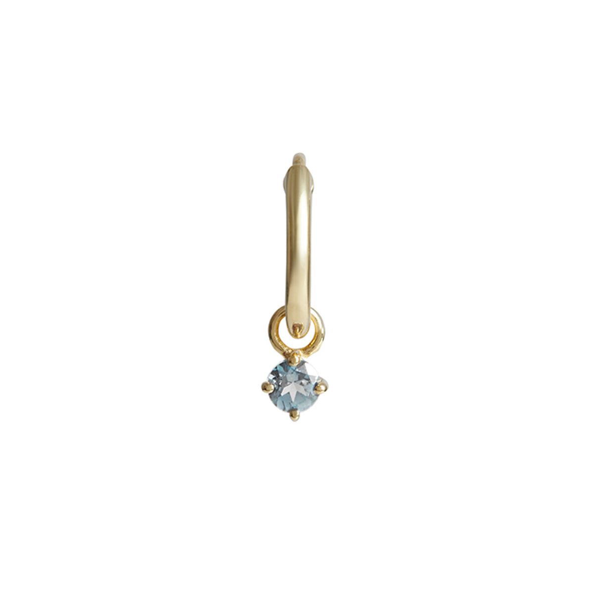 Birthstone Round Charm Hoop Solid Gold