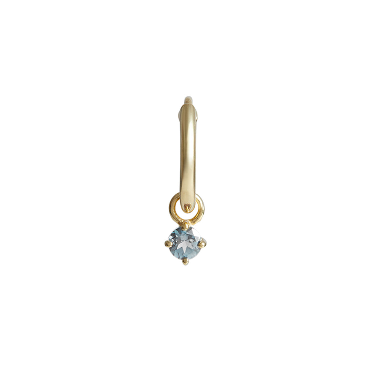 Birthstone Round Charm Hoop Solid Gold