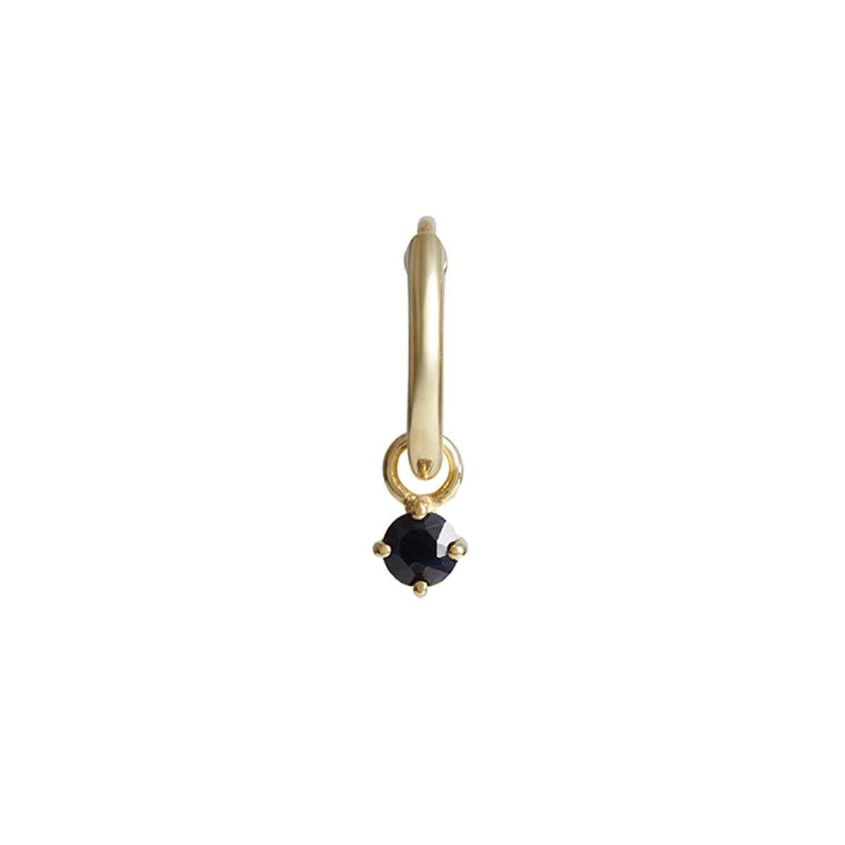 Birthstone Round Charm Hoop Solid Gold
