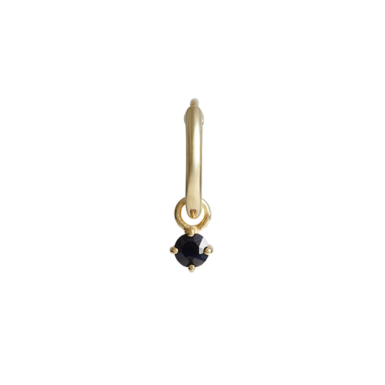 Birthstone Round Charm Hoop Solid Gold