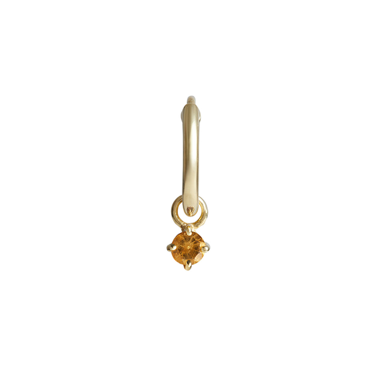 Birthstone Round Charm Hoop Solid Gold