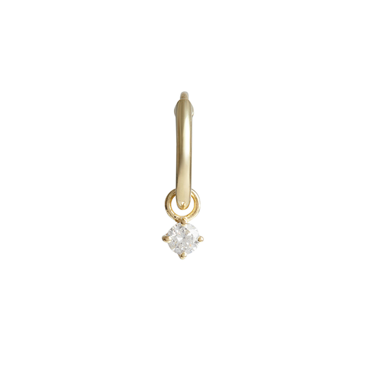 Birthstone Round Charm Hoop Solid Gold