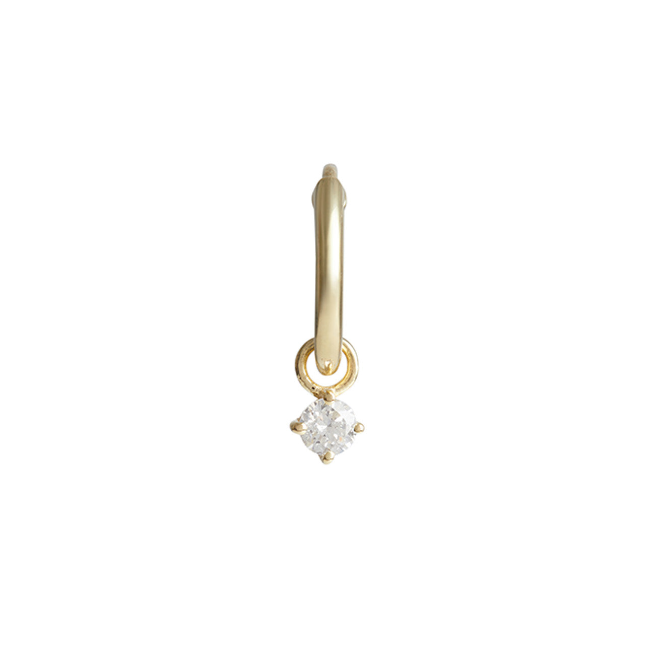 Birthstone Round Charm Hoop Solid Gold